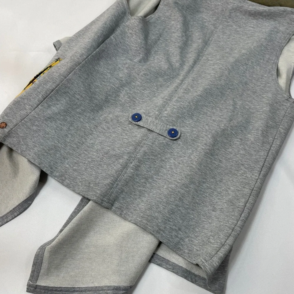 Matilda Jane 435 Girl's Sleeveless Open Front Hooded Vest 16 Gray Yellow Paisley